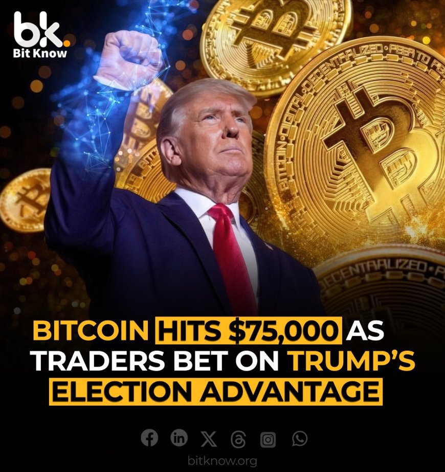 Bitcoin hits $75,000 as traders bet on Trump’s election advantage